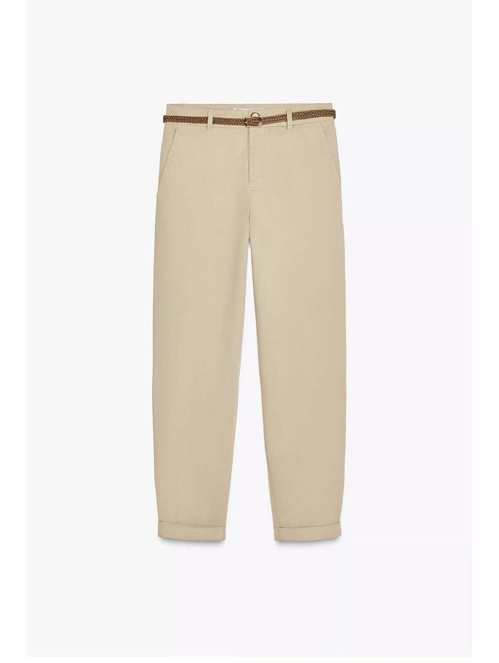 Zara Women Braided Belted Chino Pants Size 8